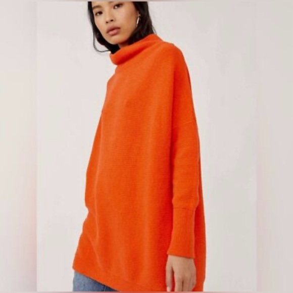 FREE PEOPLE Ottoman Slouchy Orange Tunic Sweater - Picture 1 of 7